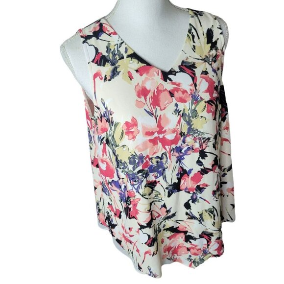 Dana Buchman Floral Sleeveless Blouse Womens Small New Tank Lightweight Layers - Picture 1 of 12